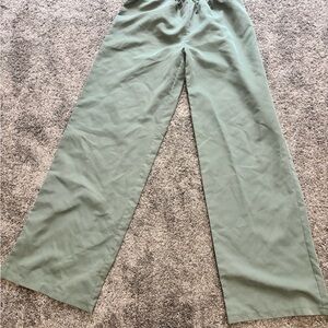 PrettyLittleThing Sage Green Straight Leg Pants